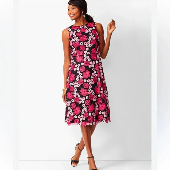 Talbots Dresses & Skirts - RSVP by Talbots Floral Lace Black and Pink Wedding Guest Dress - Size 8